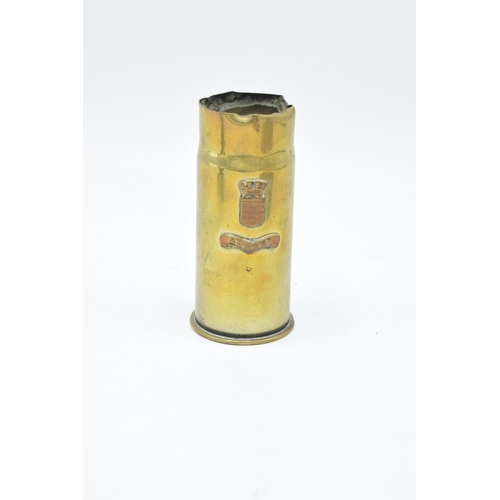 266 - A collection of trench art to include Abbeville ashtray, Albert spill vase and unusual pantry made f... 