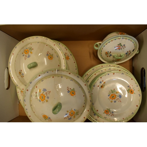 275 - A collection of Shelley Posie Spray 12576 dinner ware to include 2 lidded tureens, 2 platters, one l... 