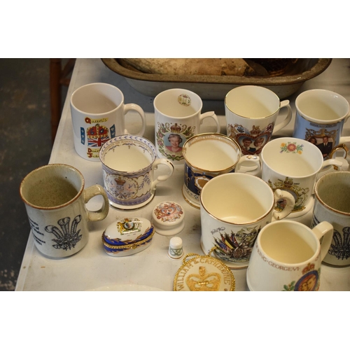 282 - A collection of Coronation mugs, plates and odds dating from Queen Victoria to the present day inclu... 