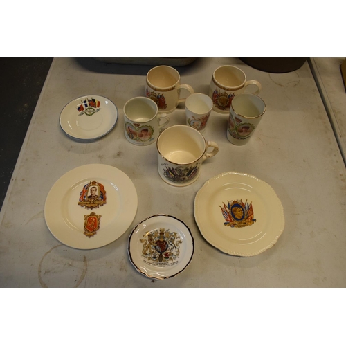 282 - A collection of Coronation mugs, plates and odds dating from Queen Victoria to the present day inclu... 