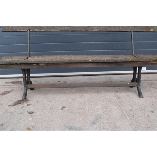 293 - Late Victorian railway style swing-over bench. In functional condition though both need some attenti... 