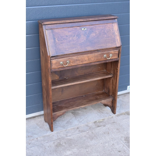 299 - Edwardian oak students desk/ bureau with brass handles. 104 x 75 x 25cm.