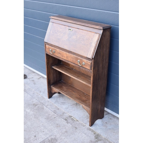 299 - Edwardian oak students desk/ bureau with brass handles. 104 x 75 x 25cm.