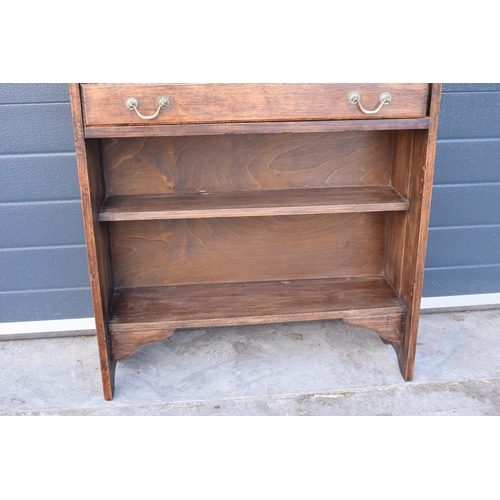 299 - Edwardian oak students desk/ bureau with brass handles. 104 x 75 x 25cm.