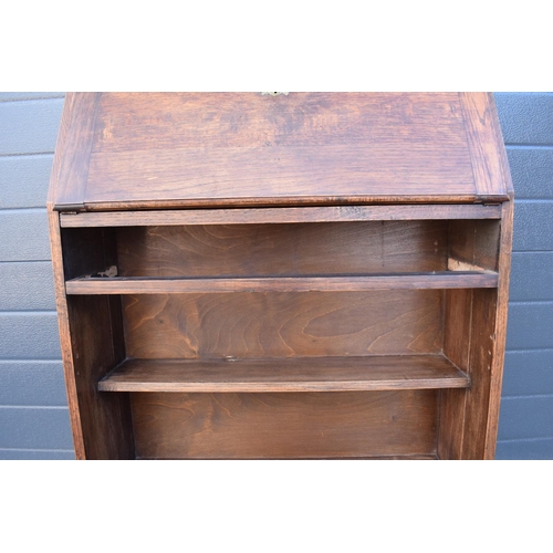 299 - Edwardian oak students desk/ bureau with brass handles. 104 x 75 x 25cm.