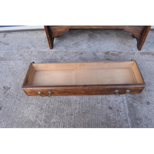 299 - Edwardian oak students desk/ bureau with brass handles. 104 x 75 x 25cm.