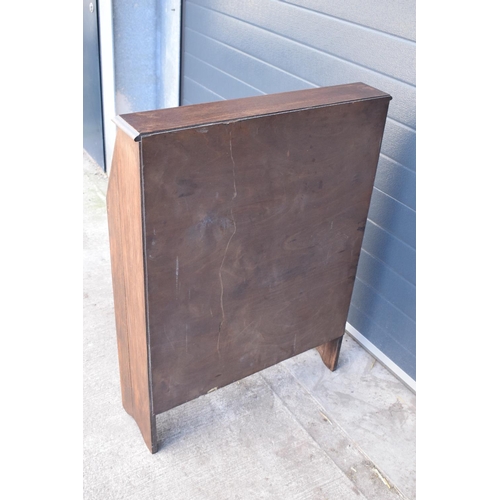 299 - Edwardian oak students desk/ bureau with brass handles. 104 x 75 x 25cm.