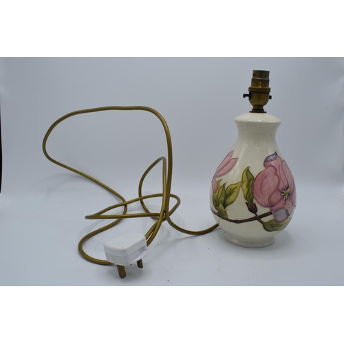 41 - Moorcroft Pink Magnolia lamp base. In good condition with no obvious damage or restoration. Height 2... 