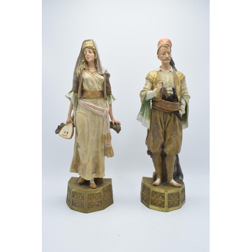 47 - A pair of large Turn Wien (Vienna) figures by Ernst Wahliss, circa 1900. Both are in good condition ... 