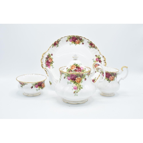 56 - A collection of Royal Albert Old Country Roses to include a medium tea pot, milk and sugar, cake pla... 