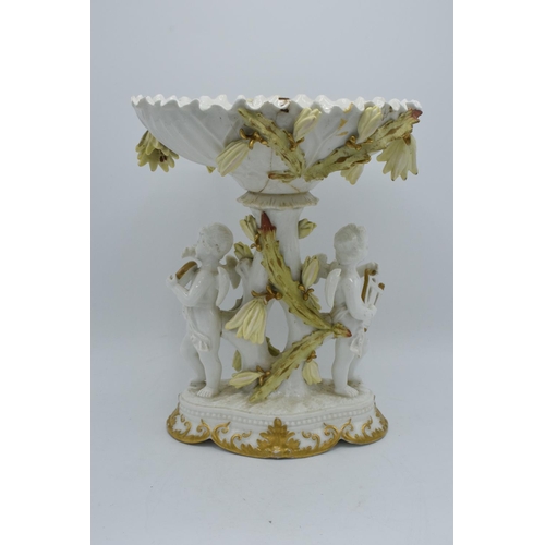 64 - 19th century large figural cherub centrepiece by James Shaw of Longton. Stapled together in some pla... 