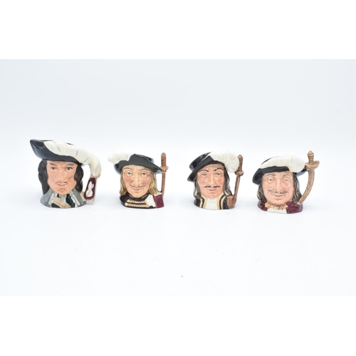 91 - Miniature Royal Doulton character jugs of the Three Musketeers with D'artagnan (4). In good conditio... 