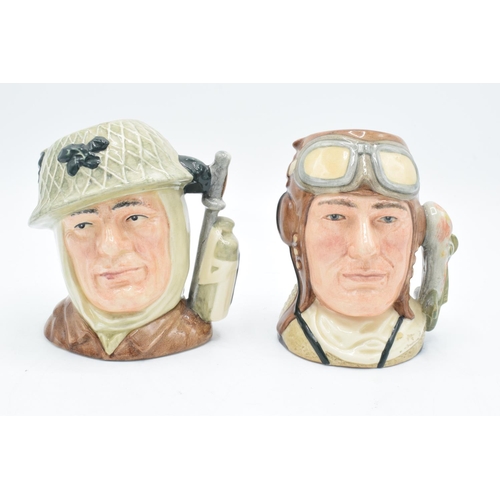 97 - Small Royal Doulton character jugs The Airman D6870 and The Soldier D6876 (2). In good condition wit... 