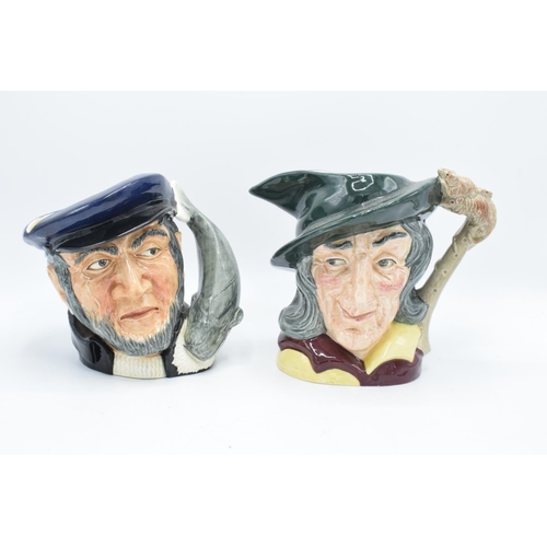 98 - Large Royal Doulton character jugs to include Pied Piper D6403 and Capt Ahab D6500 (2). In good cond... 