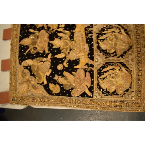 110A - 20th century Middle Eastern hand stitched wall hanging, believed to be a Kalaga. 162cm x 83cm (not i... 