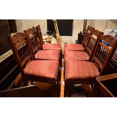 318 - A matching set of 6 Edwardian mahogany dining chairs.  89cm tall