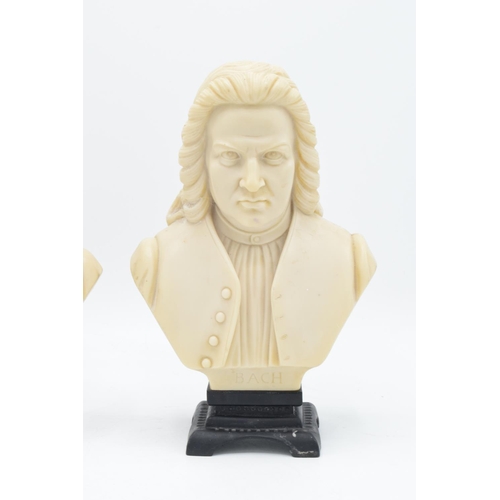 105 - A pair of heavy resin busts compromising of the classical composers Chopin and Bach. In good conditi... 