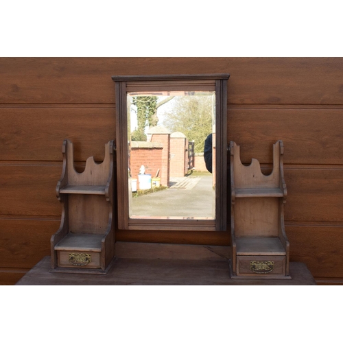 325 - Late Victorian/ early Edwardian pine 4 drawer mirror-backed dressing table. 107 x 49 x 154cm.