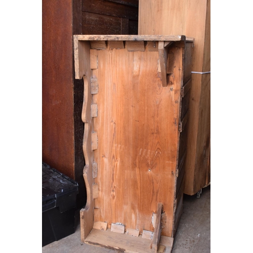 328 - Edwardian pine mirror fronted wardrobe. Top cornice section in need of attention. Otherwise a good f... 