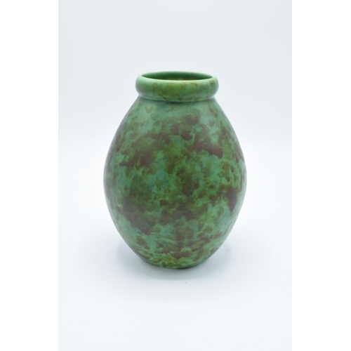 54 - Clews and Co Chameleon Ware mottled green vase: '216' impressed to base. In good condition with craz... 