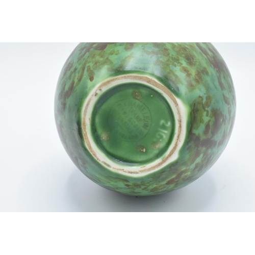 54 - Clews and Co Chameleon Ware mottled green vase: '216' impressed to base. In good condition with craz... 