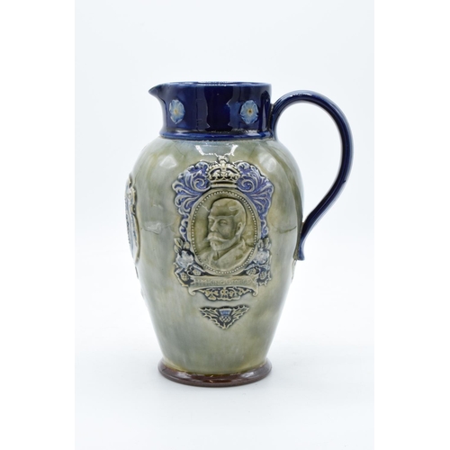 110 - Royal Doulton Lambeth stoneware jug for The Coronation of King George V and Queen Mary 1911. In good... 