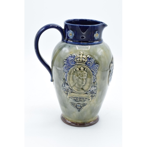 110 - Royal Doulton Lambeth stoneware jug for The Coronation of King George V and Queen Mary 1911. In good... 