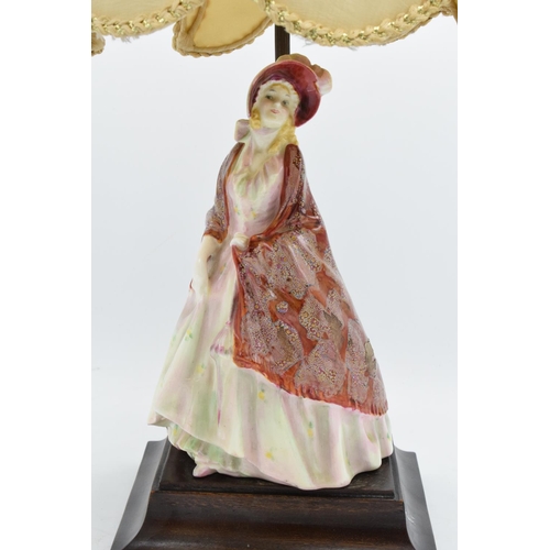 117 - Royal Doulton figural table lamp consisting of Paisley Shawl HN1932. The figure appears to be in goo... 