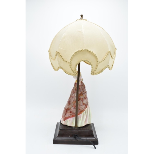 117 - Royal Doulton figural table lamp consisting of Paisley Shawl HN1932. The figure appears to be in goo... 