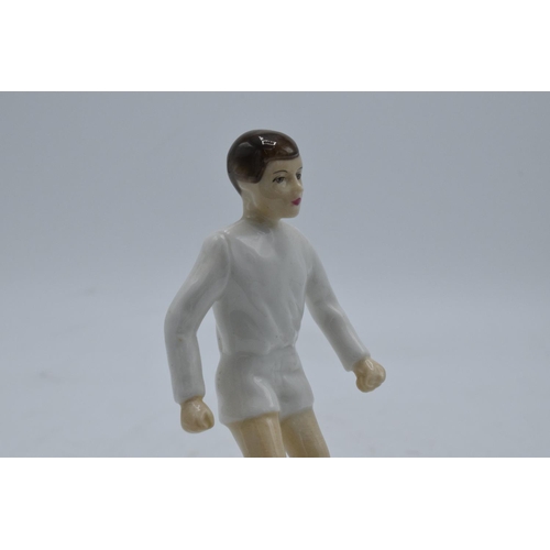 122 - Royal Doulton Subbuteo figure in a white kit with black boots. This is a trial piece and only has th... 