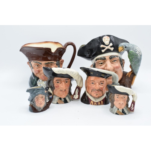 123 - A collection of Royal Doulton character jugs to include large jugs Long John Silver and Old Charley,... 