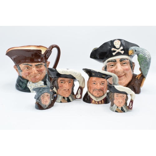 123 - A collection of Royal Doulton character jugs to include large jugs Long John Silver and Old Charley,... 