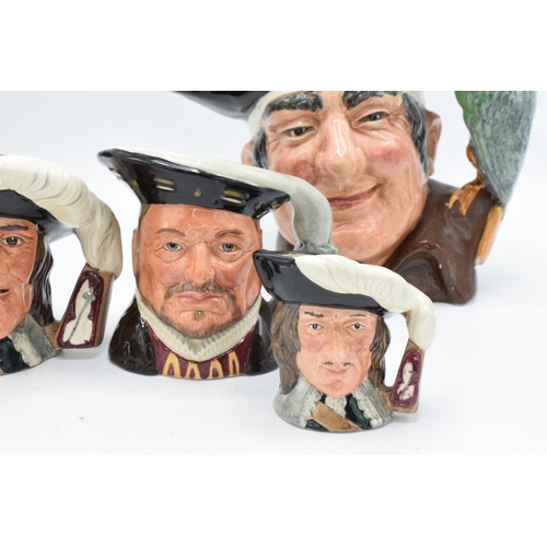 123 - A collection of Royal Doulton character jugs to include large jugs Long John Silver and Old Charley,... 