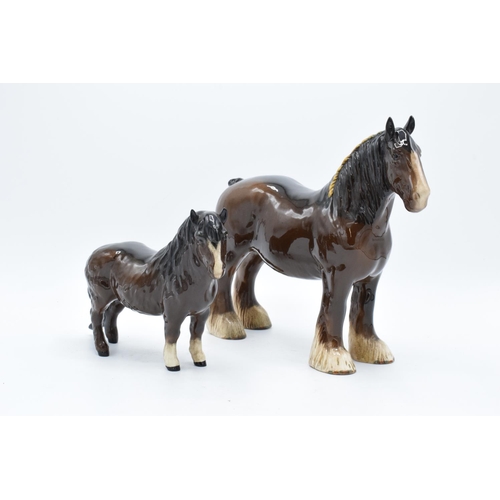 169 - Royal Doulton (Beswick) brown shire 818 and a brown Shetland pony DA47 (2). In good condition with n... 