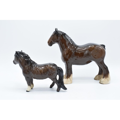 169 - Royal Doulton (Beswick) brown shire 818 and a brown Shetland pony DA47 (2). In good condition with n... 