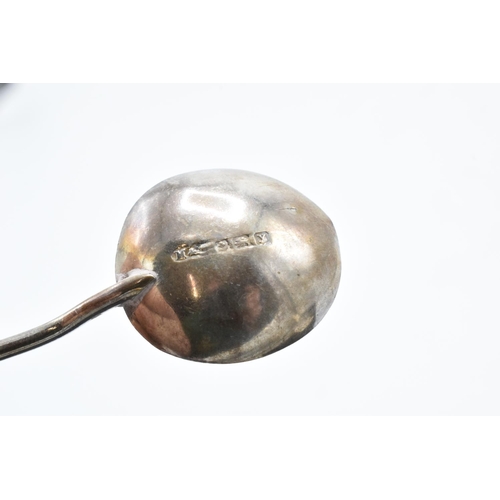 222 - A set of 6 silver tea spoons with a leather effect bobble. 41.3 grams gross weight. Birmingham 1923.