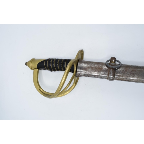 240 - A reproduction sword in the style of a 19th century military sword. 109cm in length with metal sheaf... 