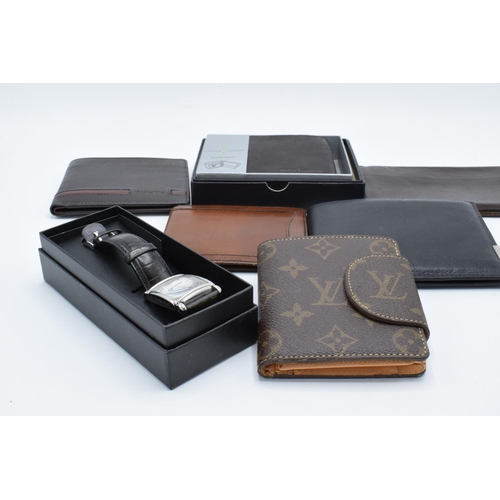 244 - Parker 17 fountain pen with 6 leather wallets and other items: Pen is boxed with leaflet, wallets in... 