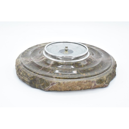 253 - Circular wall barometer made from Cornish serpentine stone (untested). In good condition. 24cm diame... 