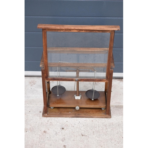 277 - A early-mid 20 century wooden cased set of laboratory scales made WBN of Glasgow. Sold as decorative... 