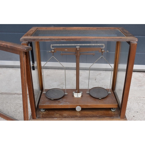 280 - A early-mid 20 century wooden cased set of laboratory scales made WBN of Glasgow. Sold as decorative... 