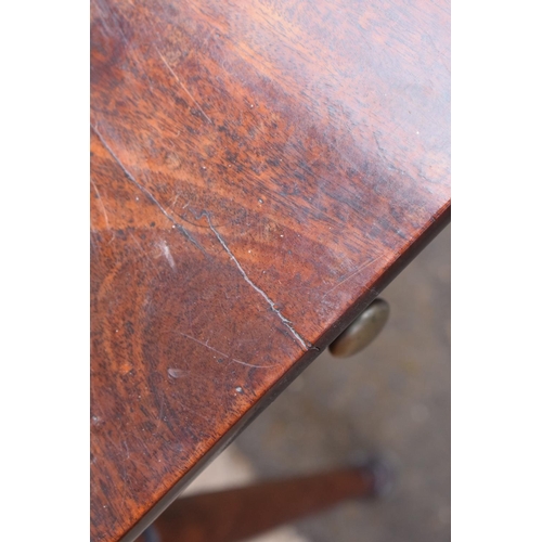 288 - 19th century mahogany Pembroke table on casters with a single draw. In good functional condition. So... 