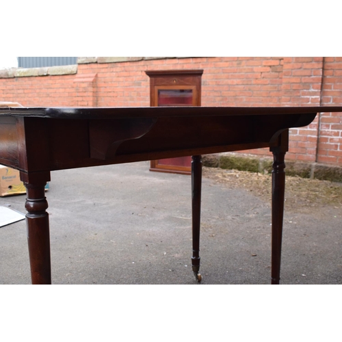 288 - 19th century mahogany Pembroke table on casters with a single draw. In good functional condition. So... 