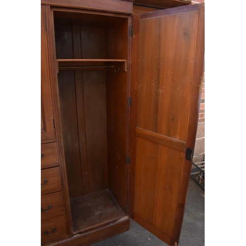 293 - Edwardian inlaid gentleman's inlaid wardrobe with 2 mirrored doors and draws section in the middle. ... 