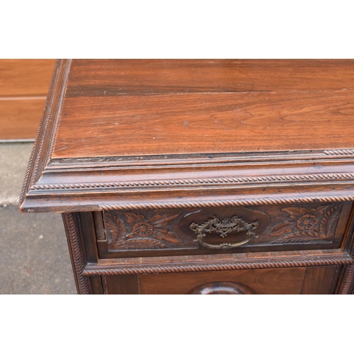 294 - Edwardian large carved oak mirror backed sideboard. 178 x 64 x 224cm height. In good functional cond... 