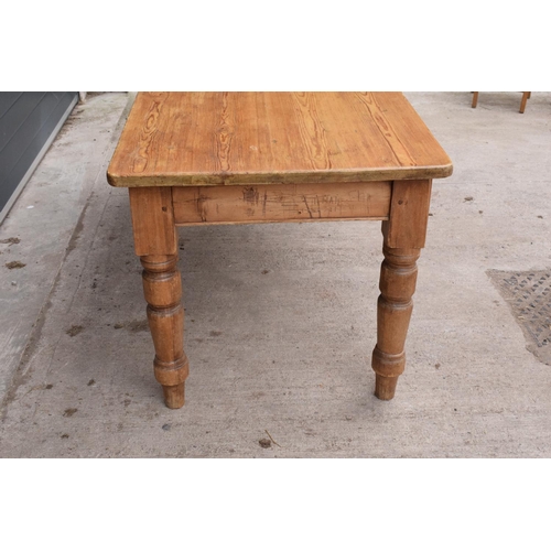 309 - Late Victorian pine kitchen table. 183 x 82 x 77cm. In good solid condition Showing age related wear... 