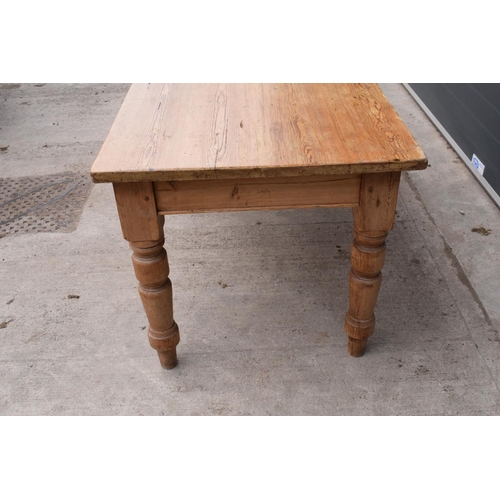 309 - Late Victorian pine kitchen table. 183 x 82 x 77cm. In good solid condition Showing age related wear... 