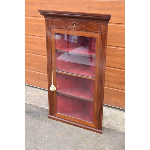 317 - 19th century inlaid corner cabinet with a astral-glazed door. 69 x 35 x 113cm.