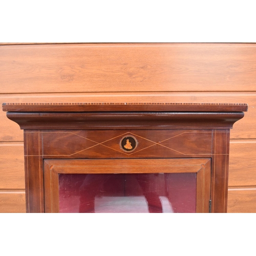 317 - 19th century inlaid corner cabinet with a astral-glazed door. 69 x 35 x 113cm.