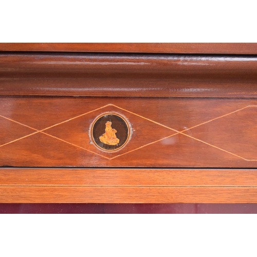 317 - 19th century inlaid corner cabinet with a astral-glazed door. 69 x 35 x 113cm.